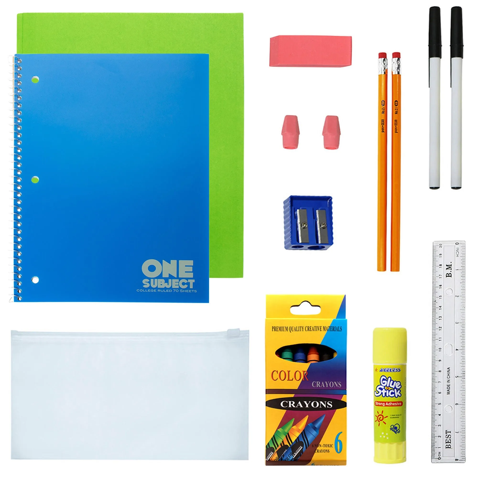 12 Wholesale Backpacks in 6 Bright Colors & 12 Bulk School Supply Kits of Your Choice