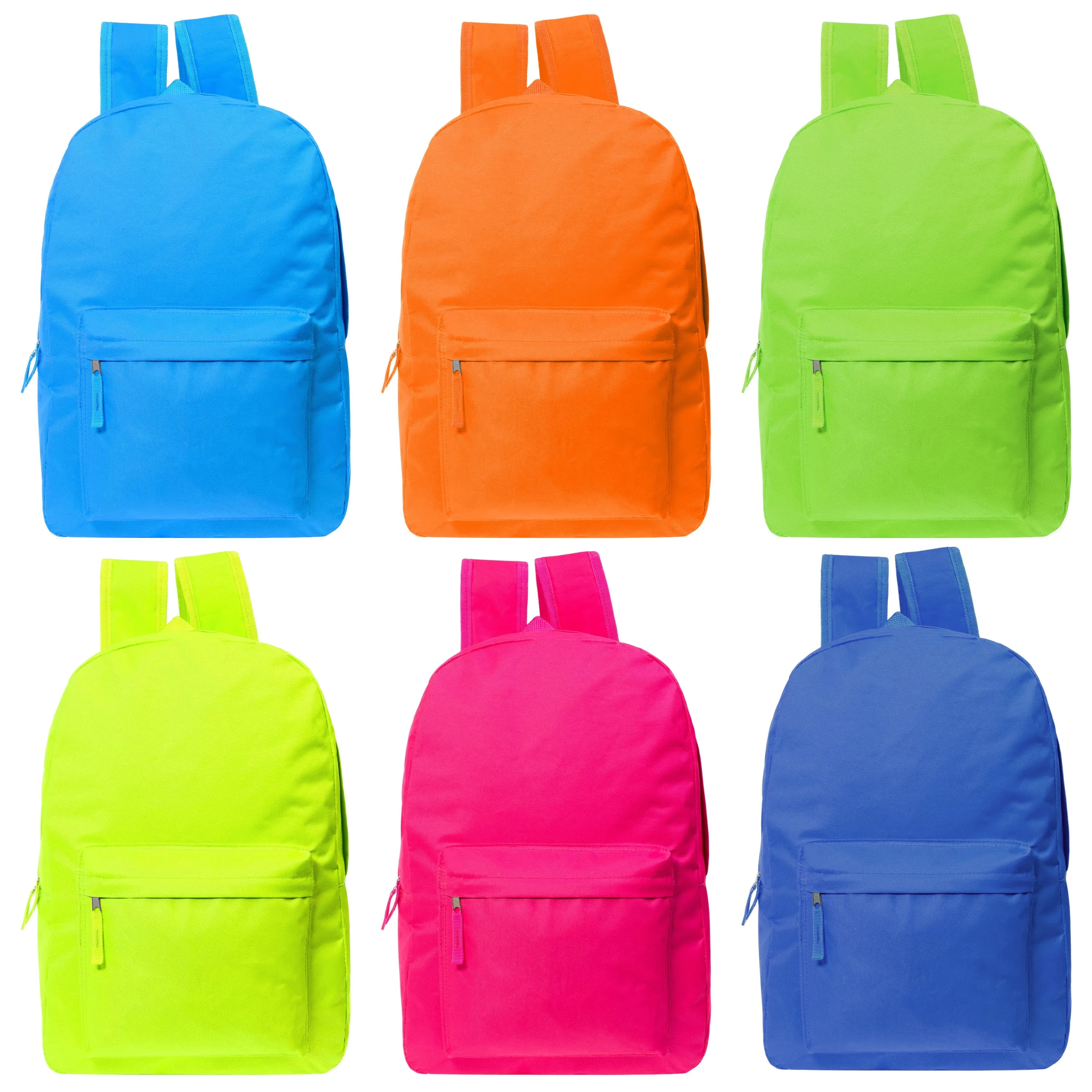 12 Wholesale Backpacks in 6 Bright Colors & 12 Bulk School Supply Kits of Your Choice