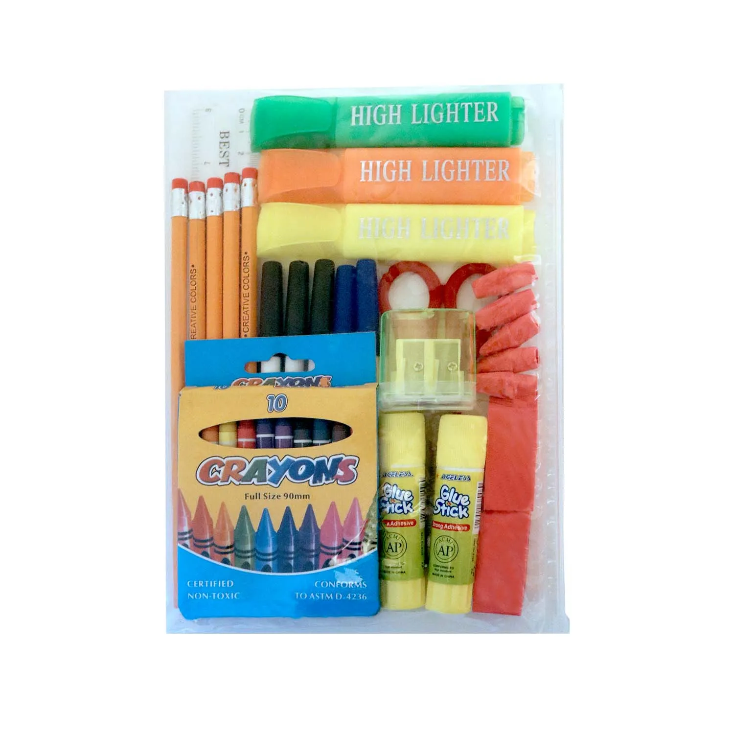 36 Piece Wholesale Basic School Supply Kits - Bulk Case of 48 Kits