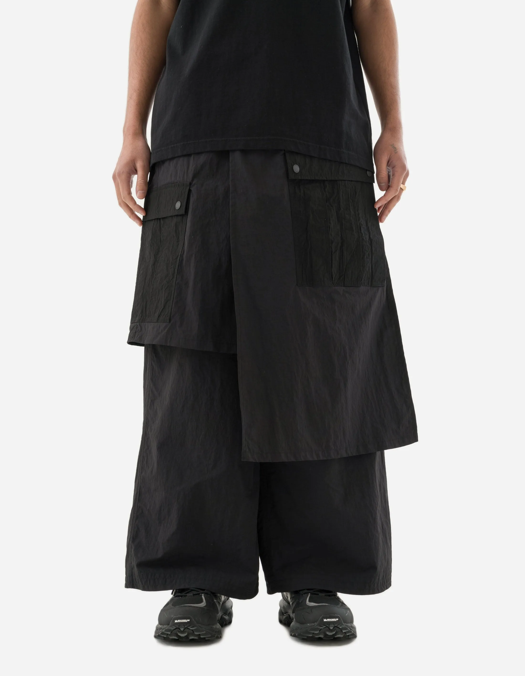 5283 Asym Cargo Hakama Pants WR Black