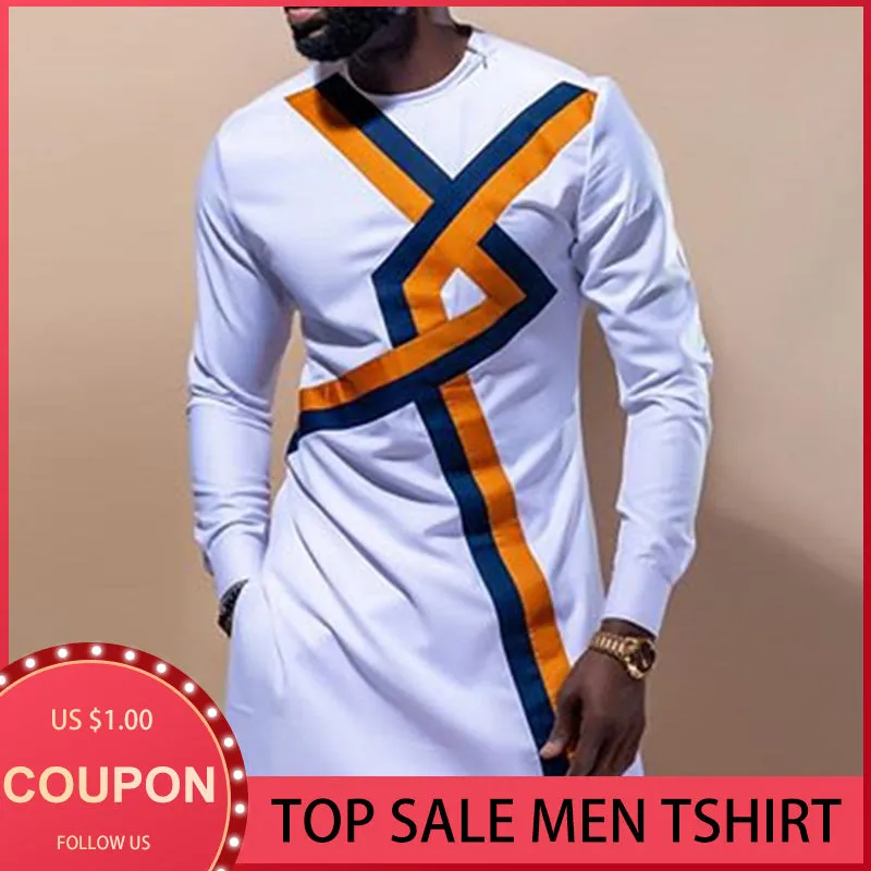 African Men Autumn Winter Casual Male Dashiki Tshirt