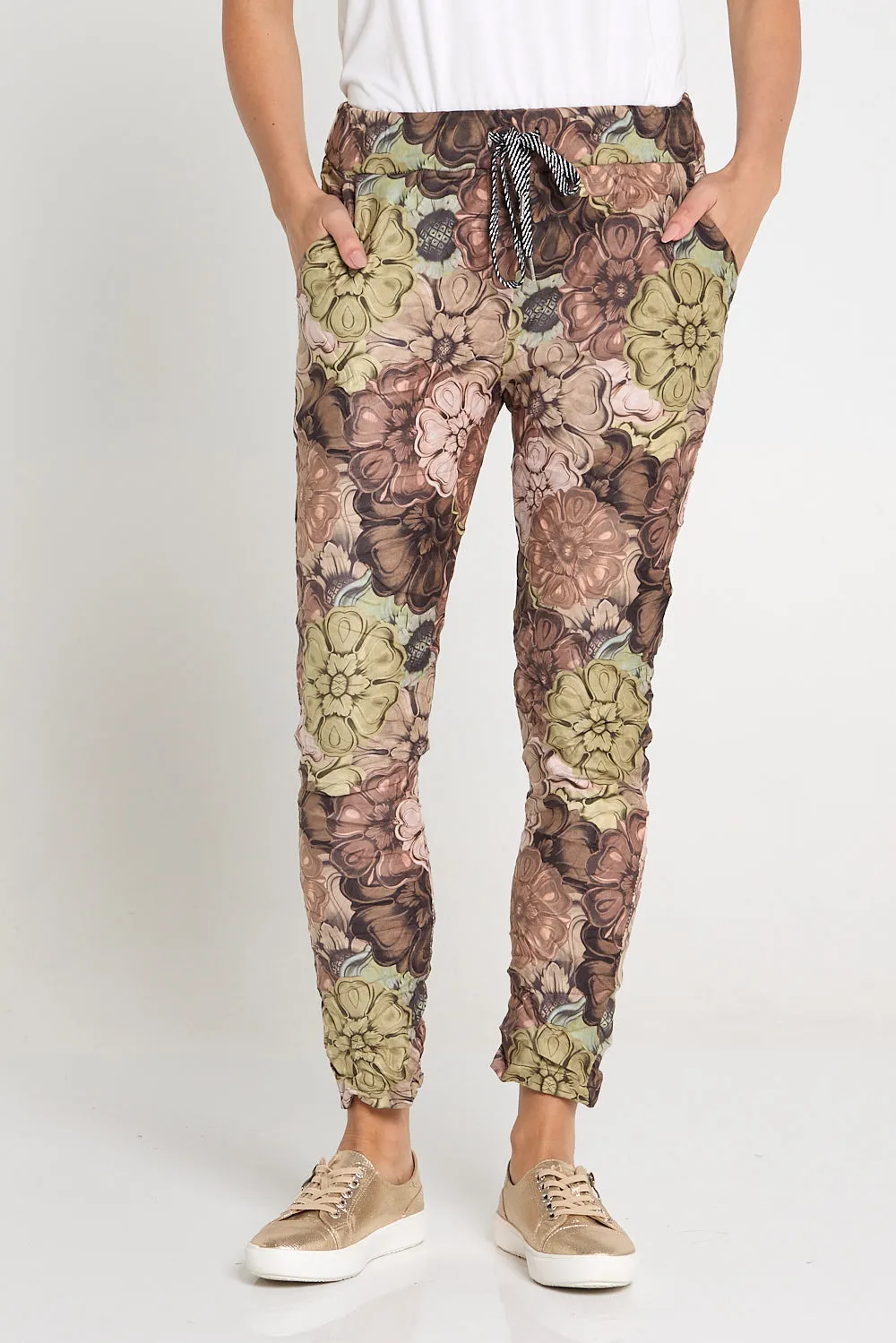 Alina Pants - Brown/Green Floral