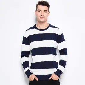 Autumn' and 'Winter Wear Men's Knitted Slim Fit Sweater with Thick Stripes