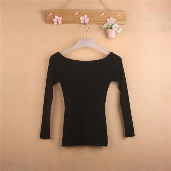 Autumn Winter Thickening Basic Women's Slit Neckline Strapless Sweater