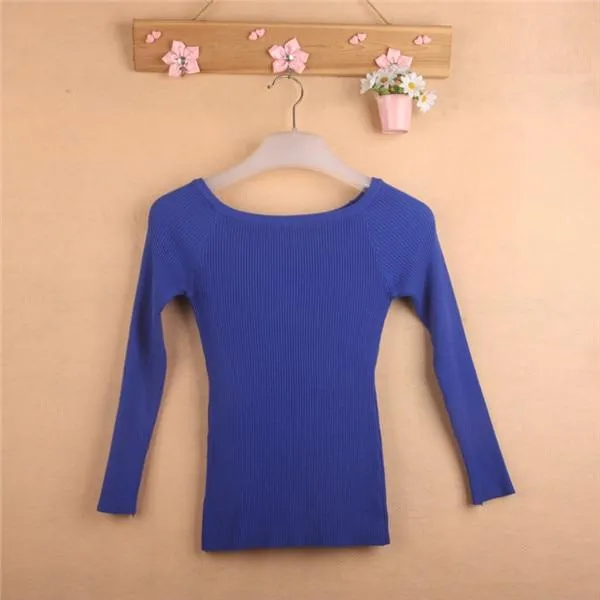 Autumn Winter Thickening Basic Women's Slit Neckline Strapless Sweater