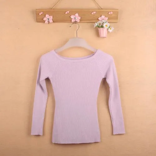 Autumn Winter Thickening Basic Women's Slit Neckline Strapless Sweater