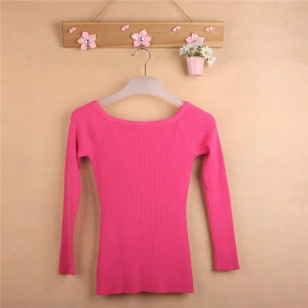 Autumn Winter Thickening Basic Women's Slit Neckline Strapless Sweater