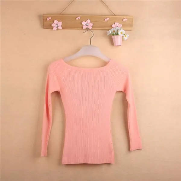 Autumn Winter Thickening Basic Women's Slit Neckline Strapless Sweater