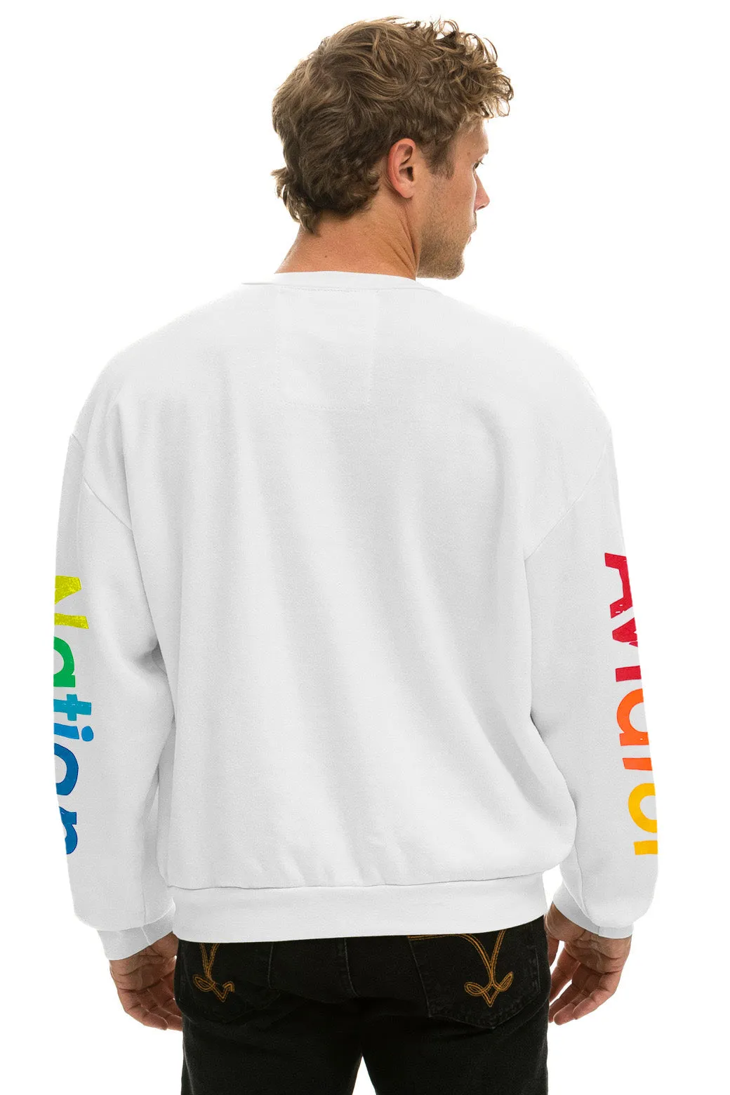 AVIATOR NATION ASPEN RELAXED CREW SWEATSHIRT - WHITE