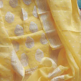 Banarasi Khaddi Salwar Kameez In Pale Yellow