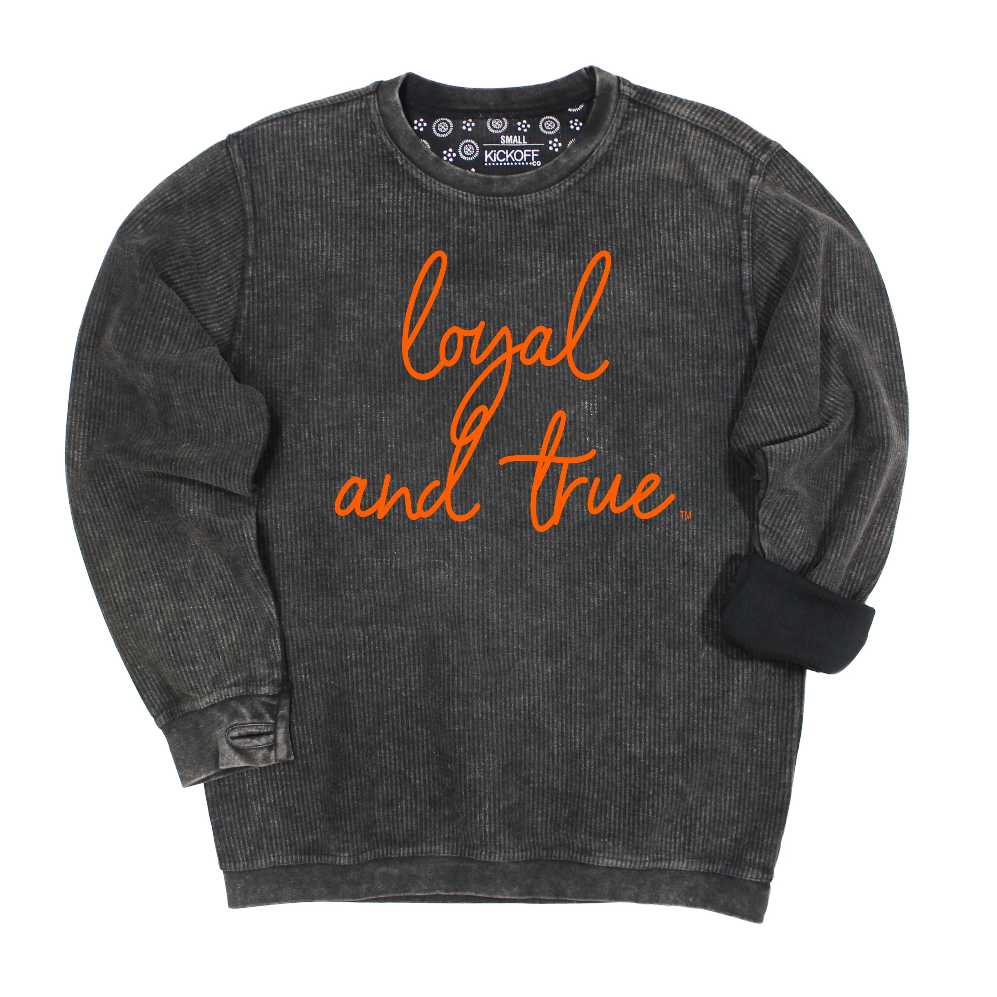 Barcelony Crewneck Corded Fleece in Charcoal - Oklahoma State University