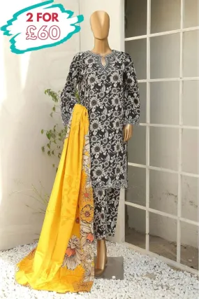 Bin Saeed Embroidered Khaddar 3 Piece Suit BIN140