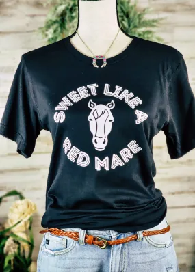 Black Sweet Like A Red Mare Short Sleeve Graphic Tee