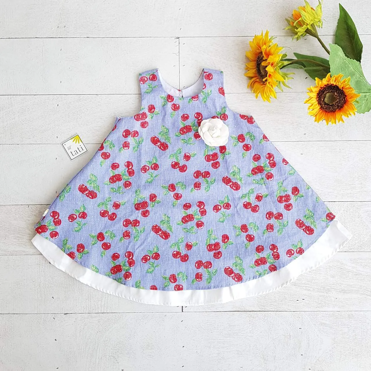 Blossom Dress in Sky Cherries Print