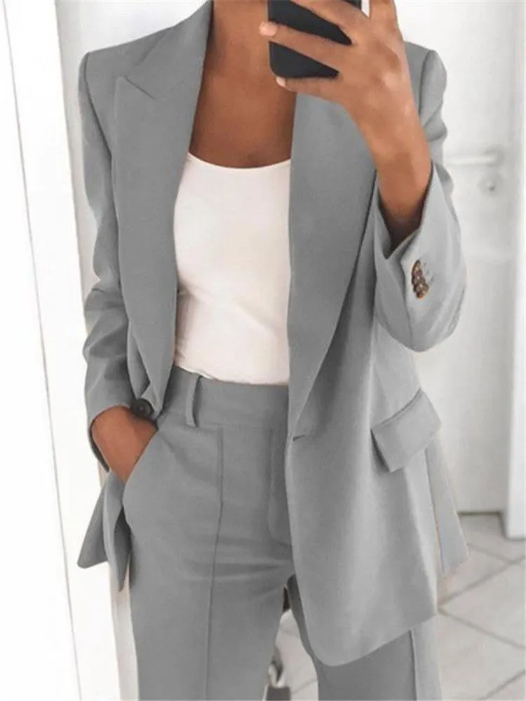 Boyfriend Women's One Button Blazer Suit Jacket