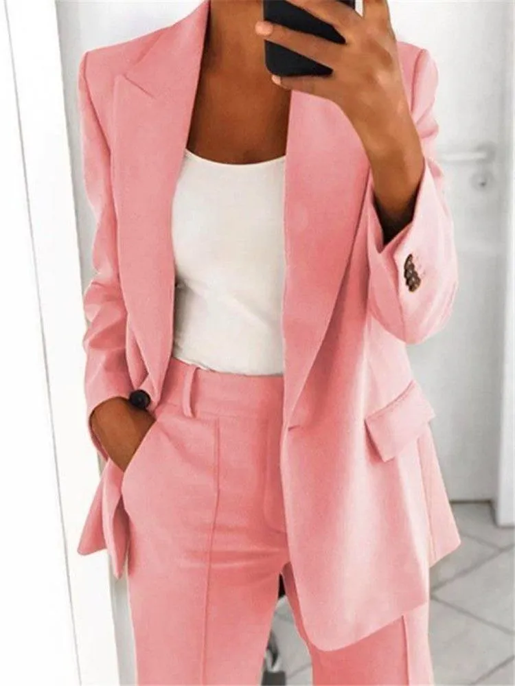 Boyfriend Women's One Button Blazer Suit Jacket