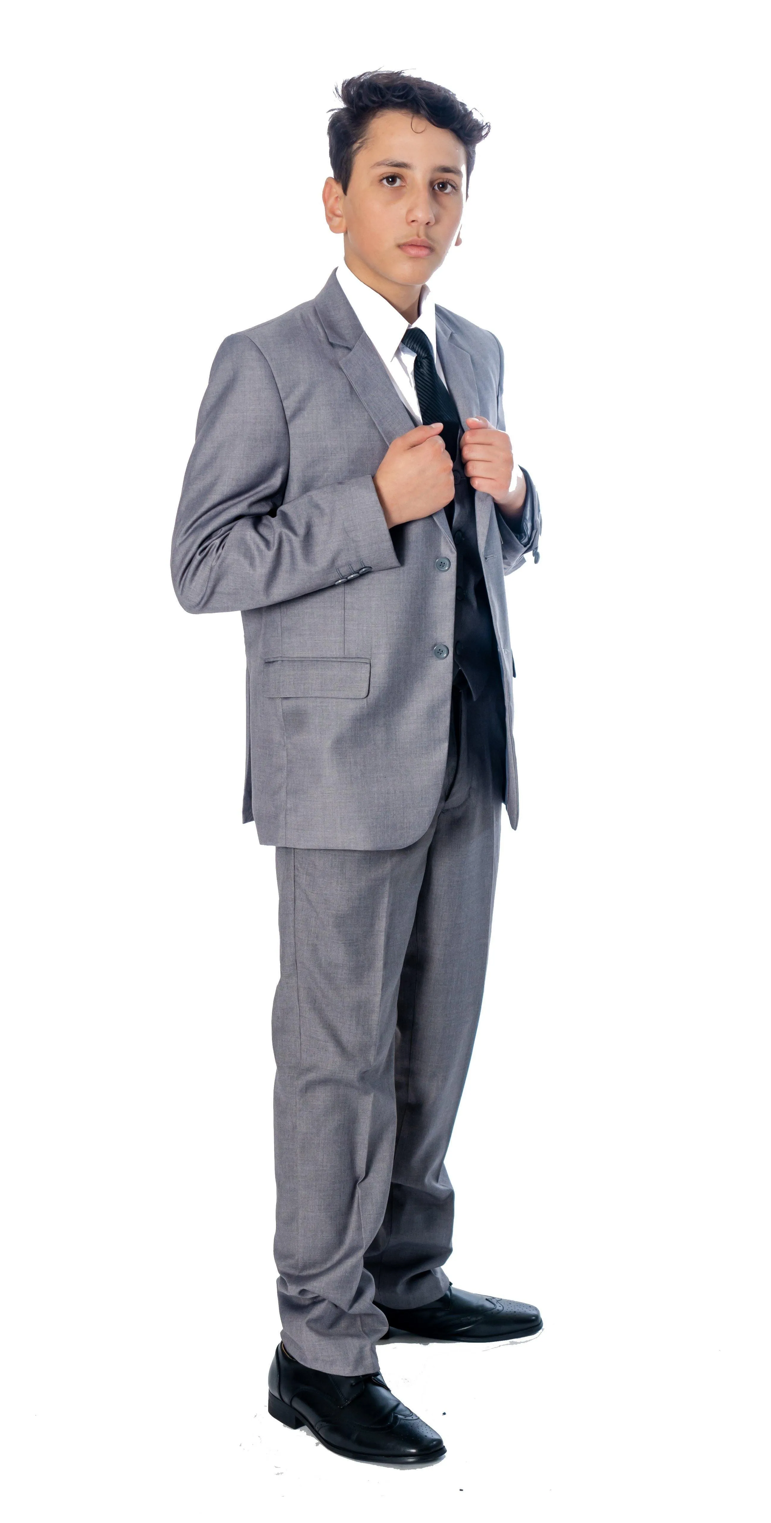 Boys 5 Piece Suit Color Light Grey