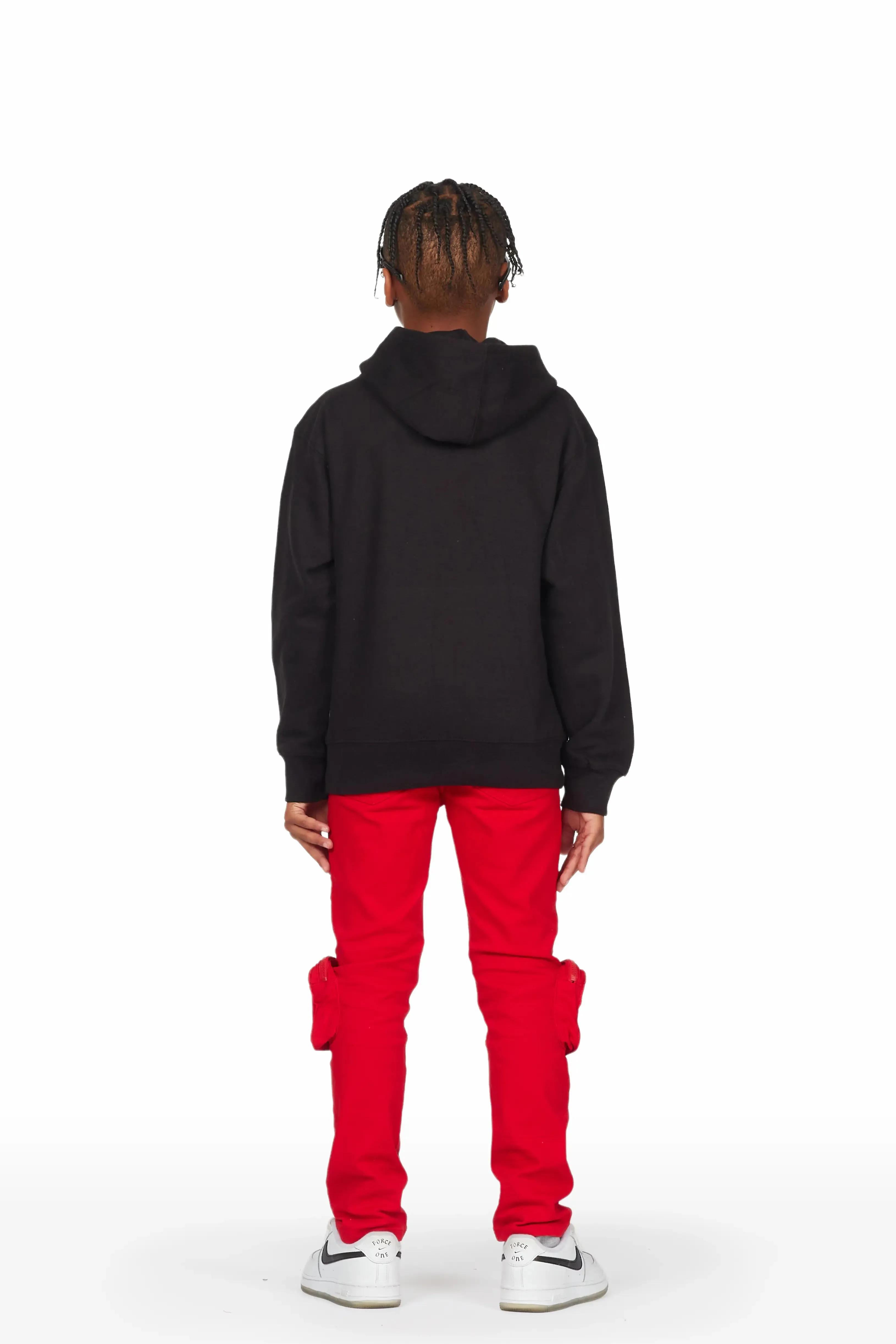 Boys Mateo Black/Red Cargo Jean Hoodie Set