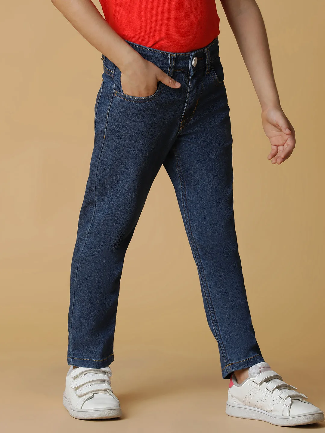 Boys Slim Fit Mid Blue Basic Denim Jeans