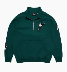 by Parra Life Experience Half Zip Sweatshirt 'Pine Green'