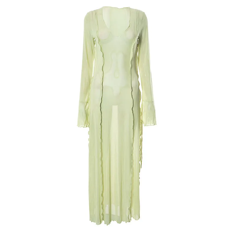 Camille Solid Sheer Beach Maxi Dress