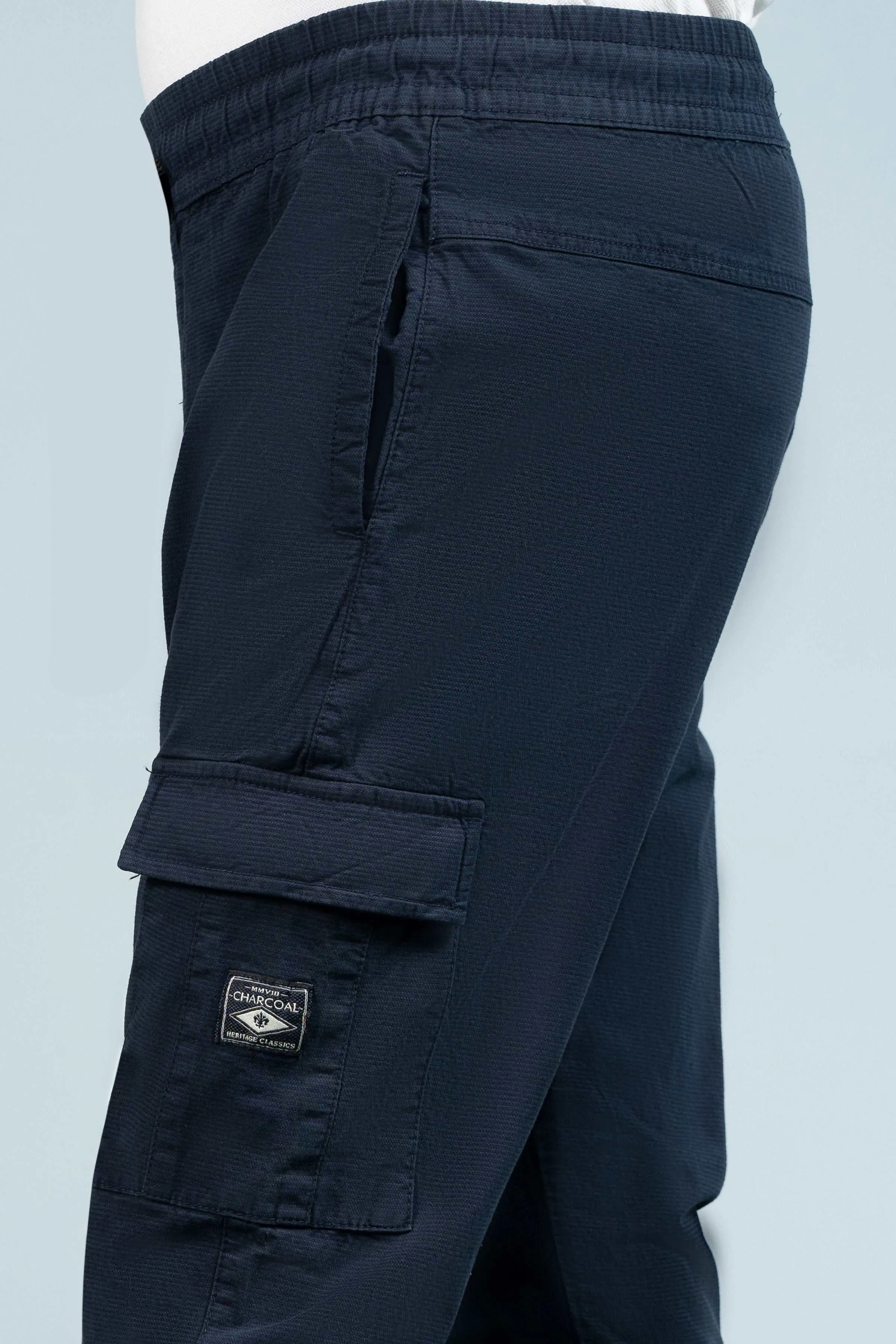 CARGO TEXTURED JOGGER TROUSER NAVY