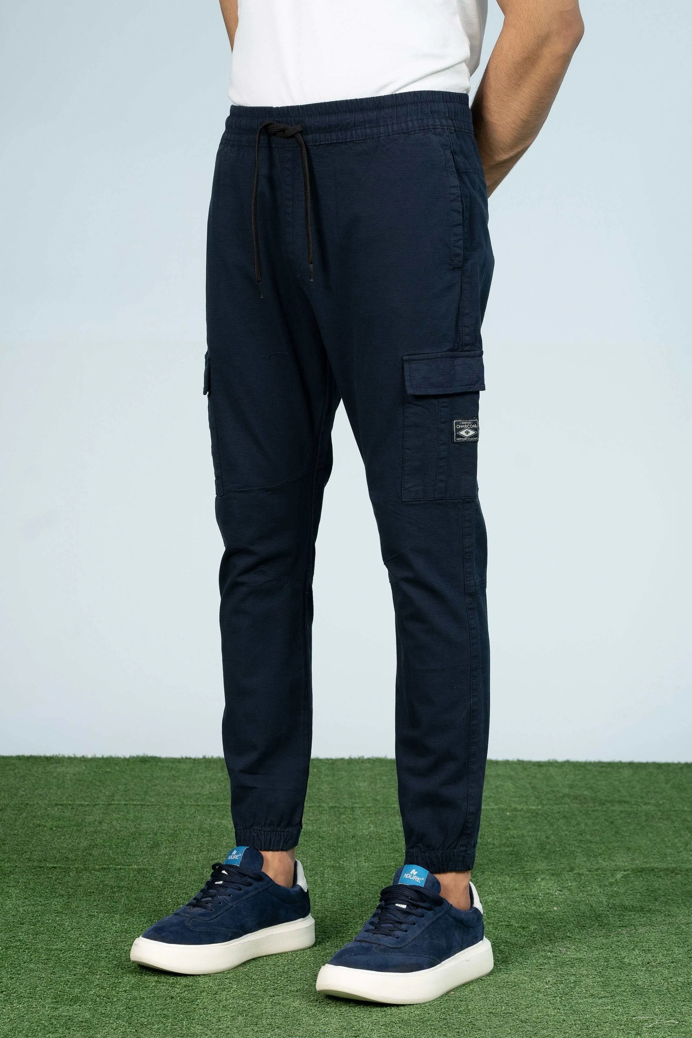 CARGO TEXTURED JOGGER TROUSER NAVY