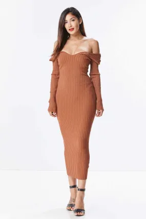 Carmel Casually Cute Ribbed Maxi Sweater Dress