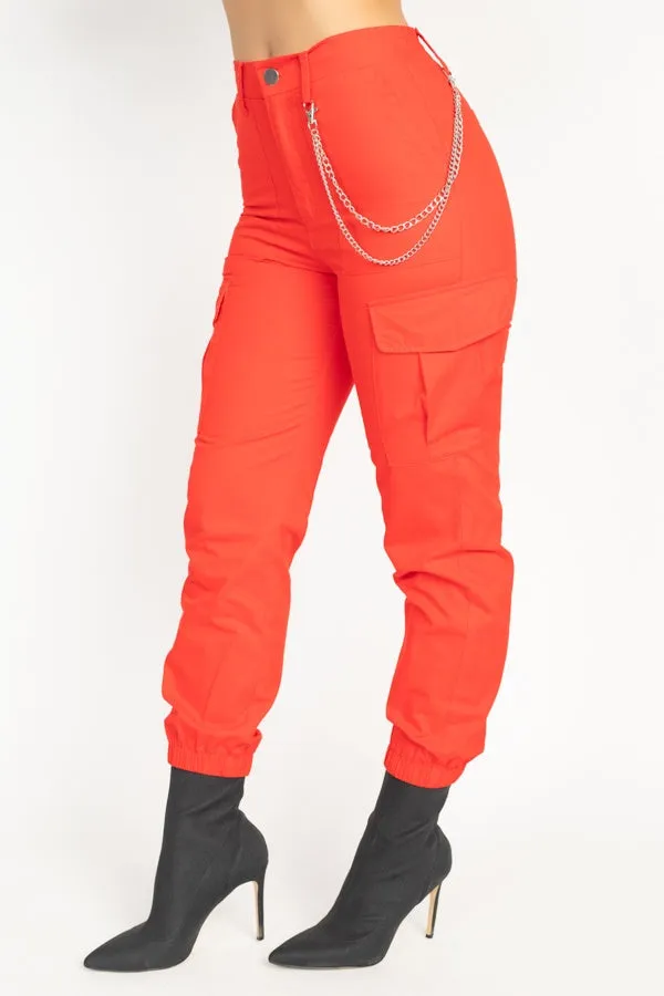 Chain Cargo Twill Jogger Pants