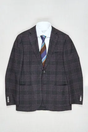 Corneliani Dark Grey with Purple Check Wool/Cashmere Sport Coat