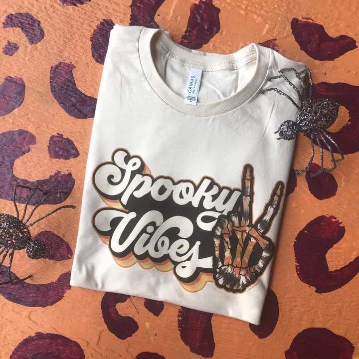 Cream Spooky Vibes Graphic Tee