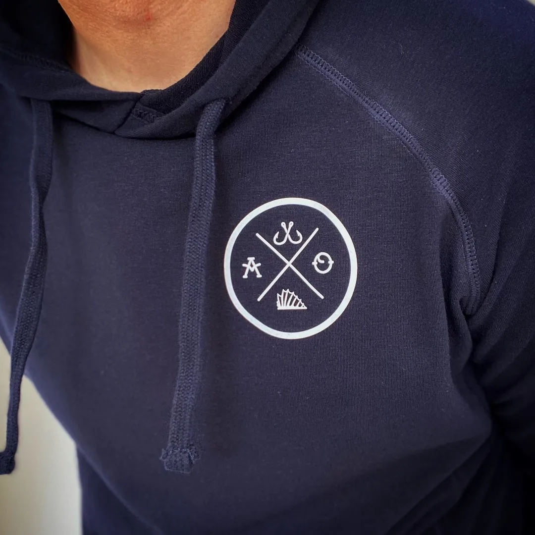 'Cross Stix' Lightweight Hoodie - Navy