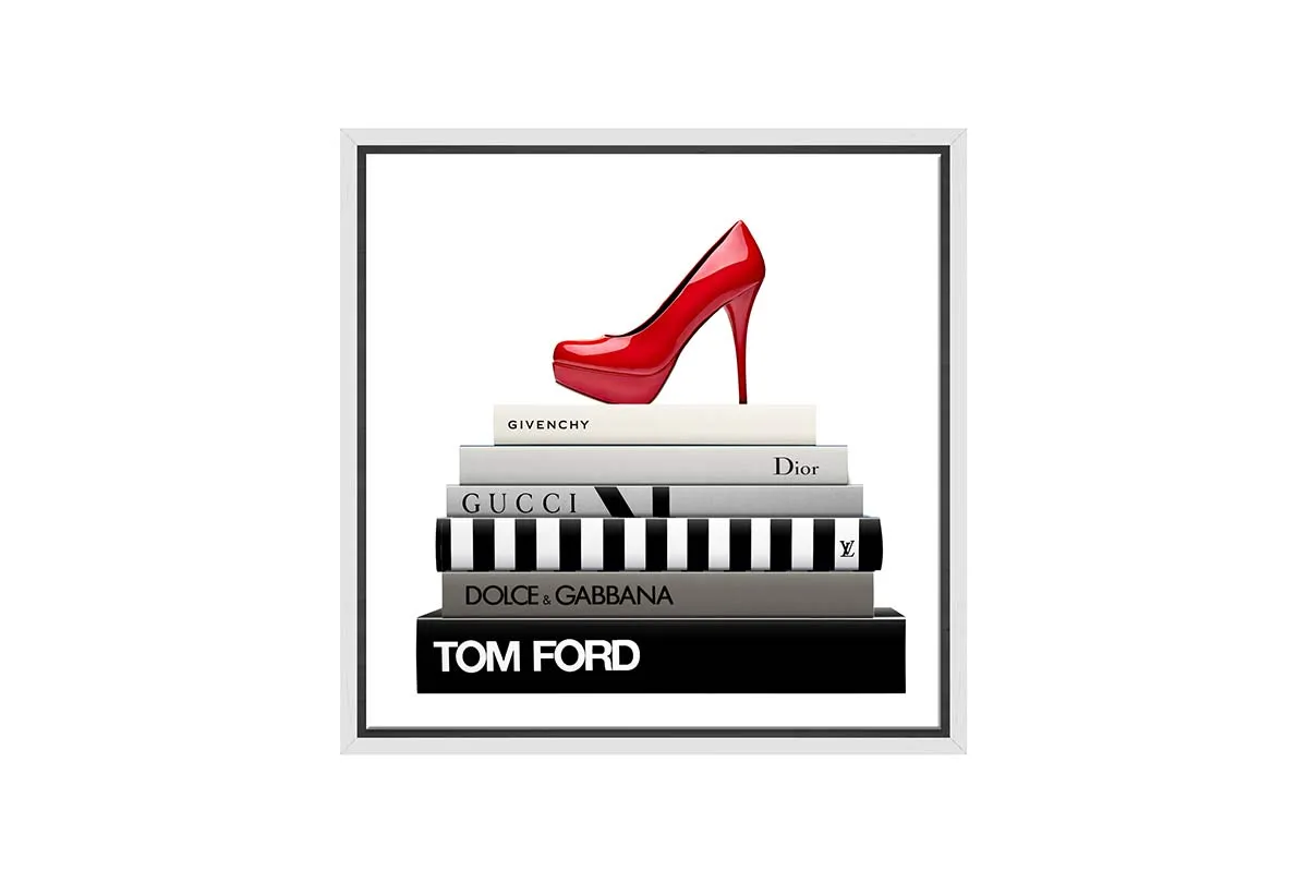 Fashion Books Red Stiletto | Fashion Canvas Wall Art Print