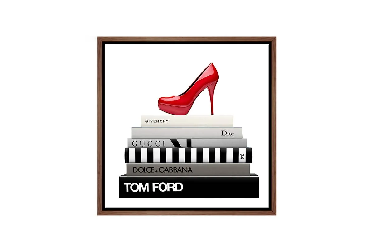 Fashion Books Red Stiletto | Fashion Canvas Wall Art Print