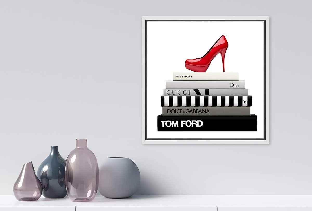 Fashion Books Red Stiletto | Fashion Canvas Wall Art Print