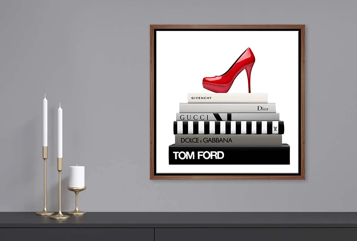 Fashion Books Red Stiletto | Fashion Canvas Wall Art Print