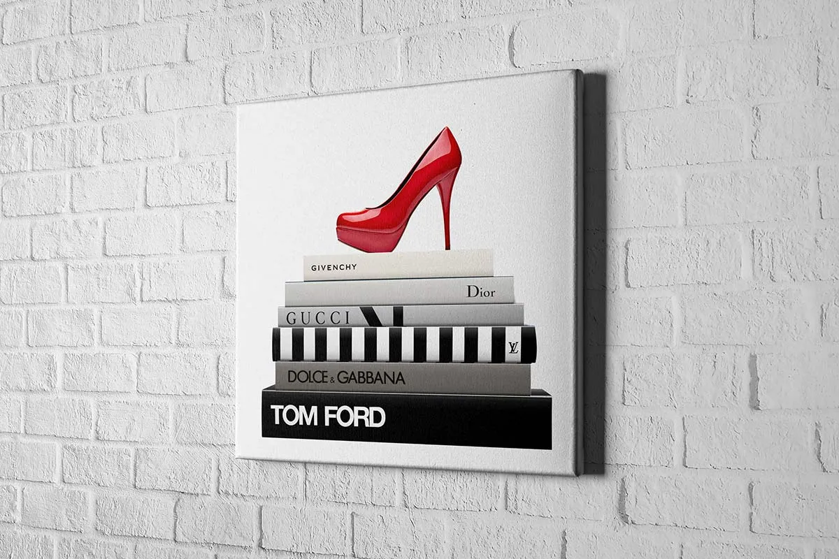 Fashion Books Red Stiletto | Fashion Canvas Wall Art Print