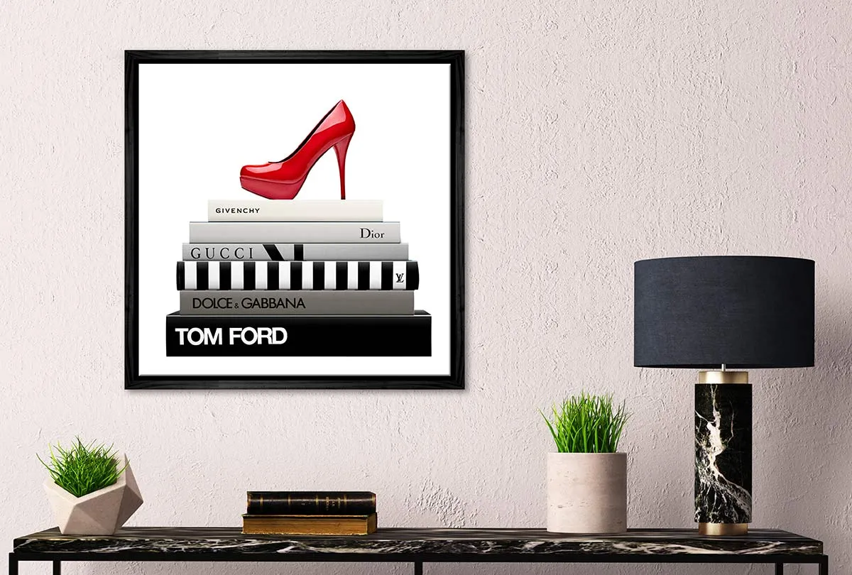 Fashion Books Red Stiletto | Fashion Canvas Wall Art Print