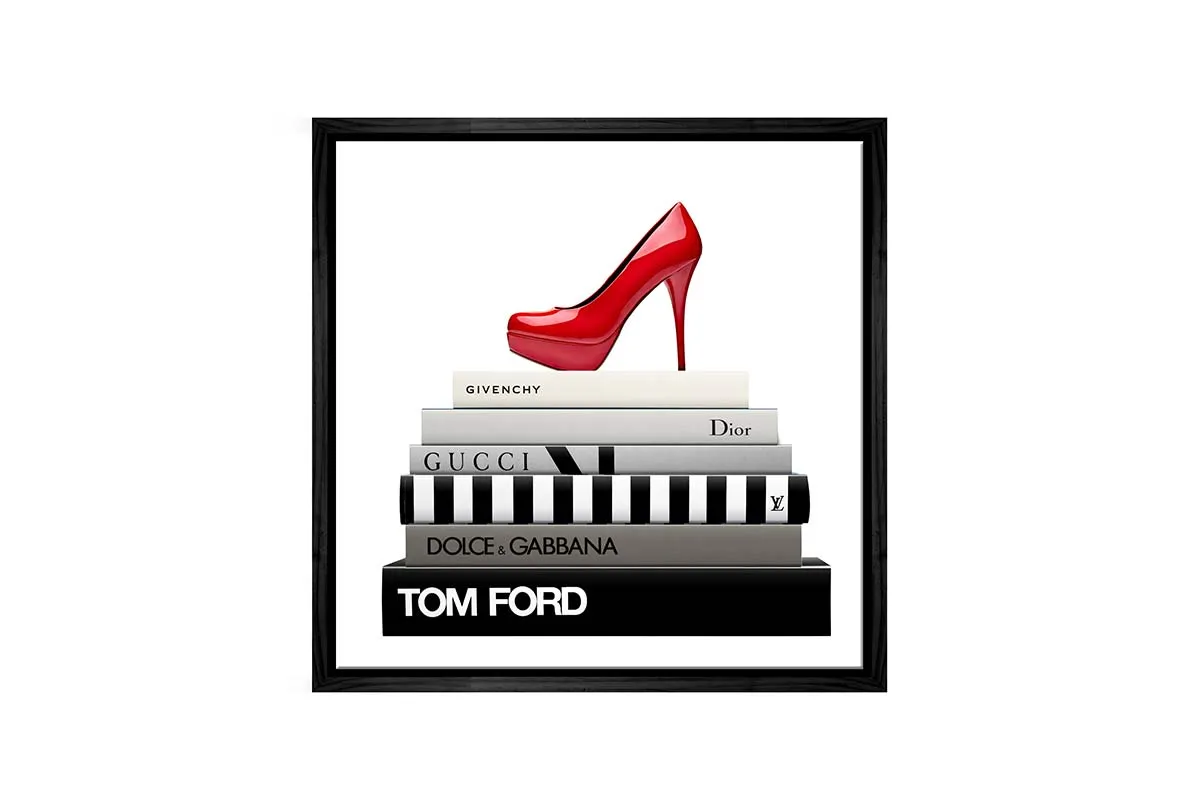 Fashion Books Red Stiletto | Fashion Canvas Wall Art Print