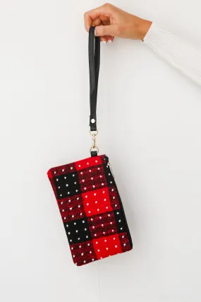 FINAL SALE - All The Feels Red Plaid Wristlet - DOORBUSTER