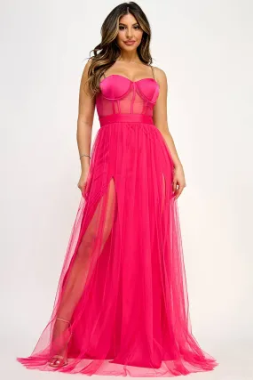 Fuchsia Tulle Maxi Dress