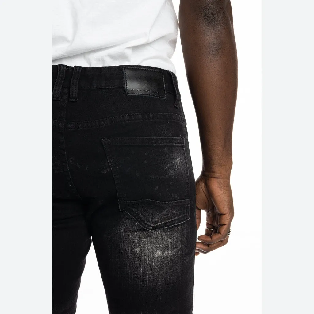 Graphic Patched Fashion Jeans - Dusty Black