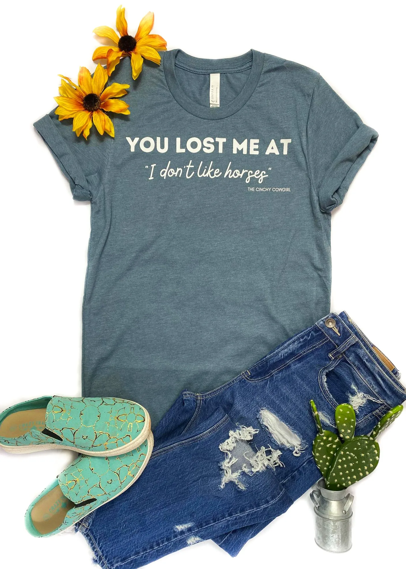 Heather Slate You Lost Me Short Sleeve Graphic Tee