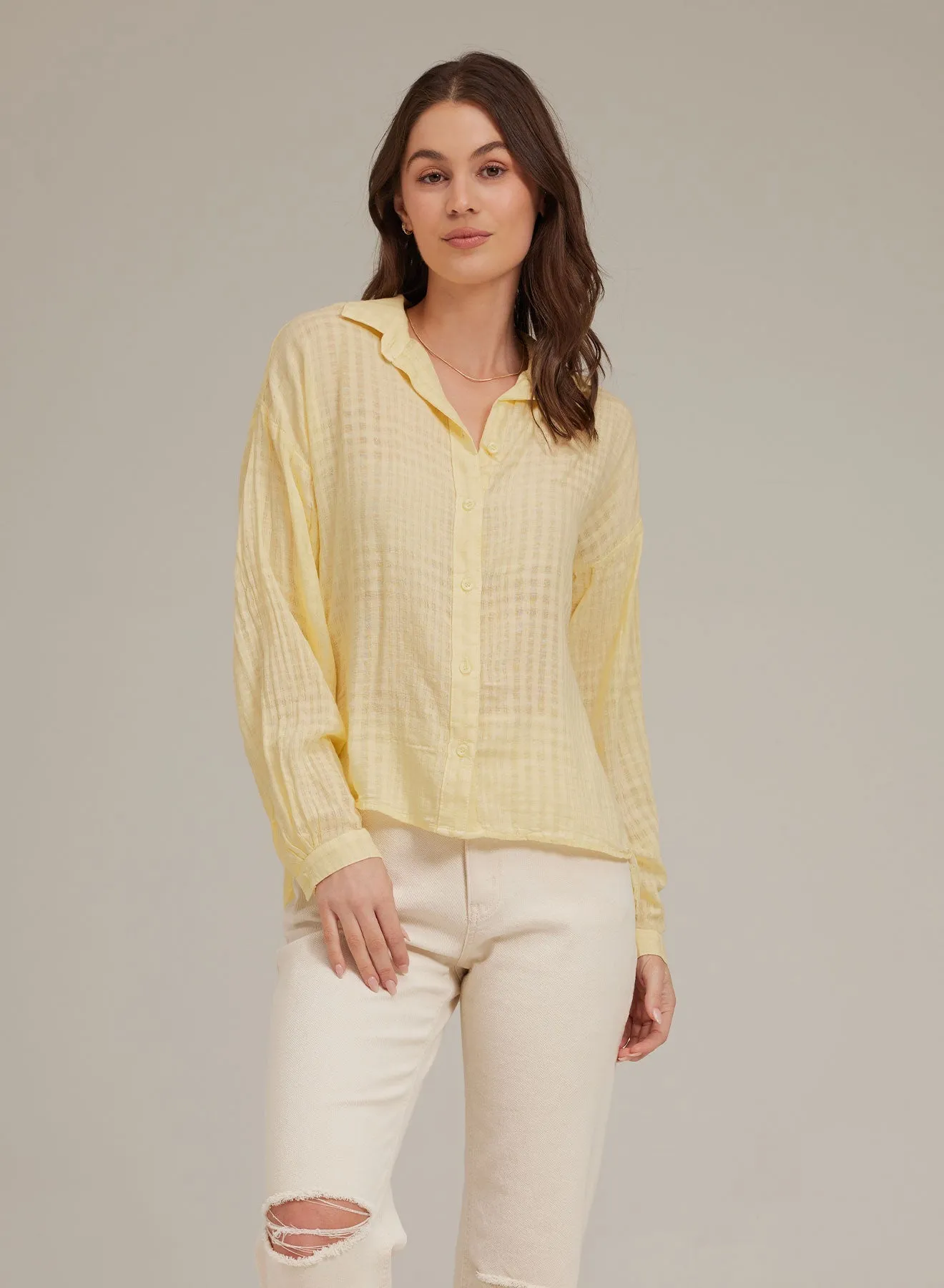 Hi-Lo Shadow Plaid Shirt - Sunbeam