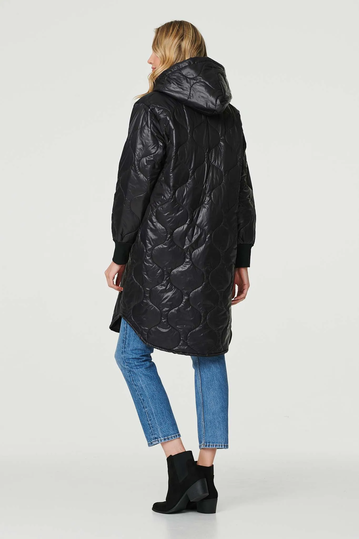 Hooded Zip Front Puffer Coat