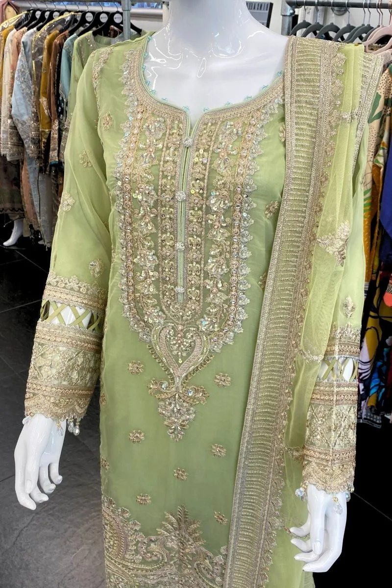 Imrozia Embellished Organza Pakistani Party Wear Suit Dastoor IMR195