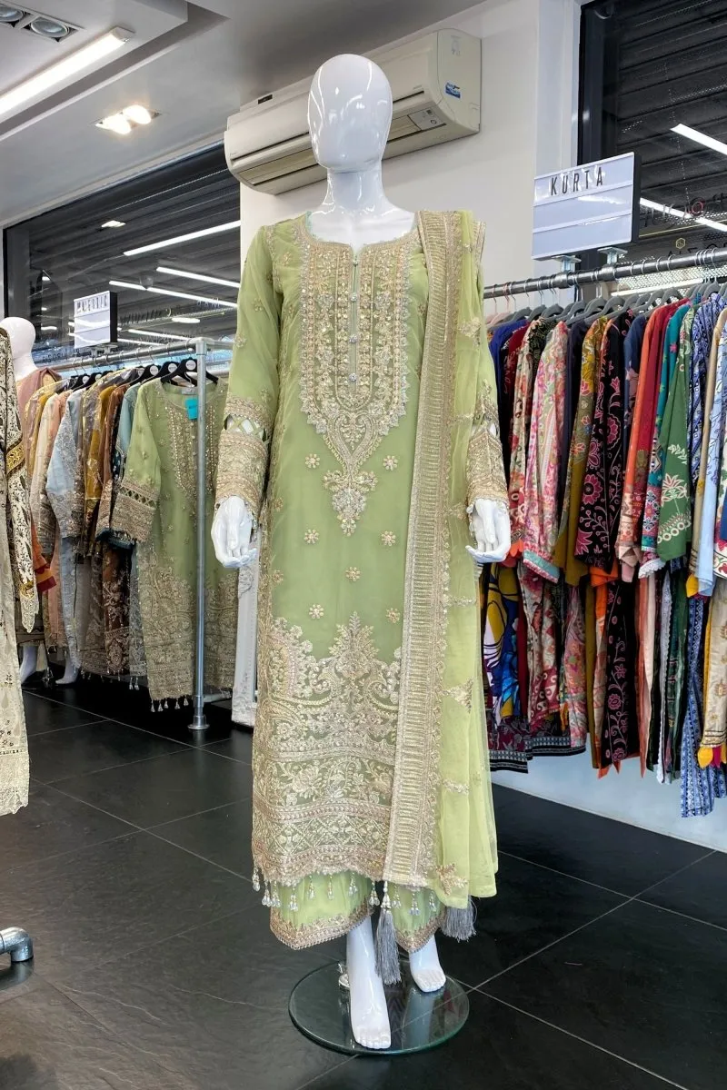 Imrozia Embellished Organza Pakistani Party Wear Suit Dastoor IMR195