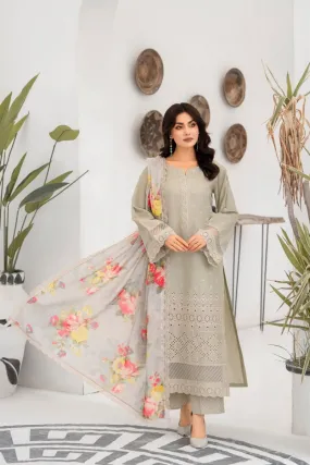 Elegant Karma Embroidered Chikankari Cotton Lawn Suit - Style KAR121 with Intricate Handwork