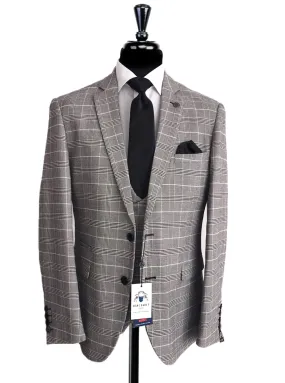 MARC DARCY Ross Grey Check 3 Piece Suit