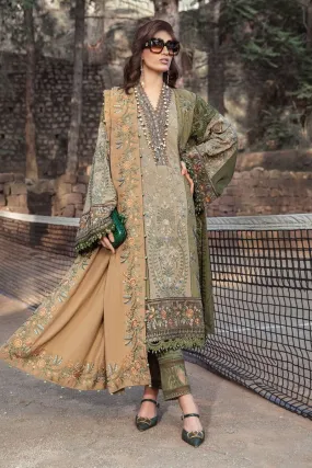 Maria B Linen Pakistani Suit DL-1003-Olive Green MAR128